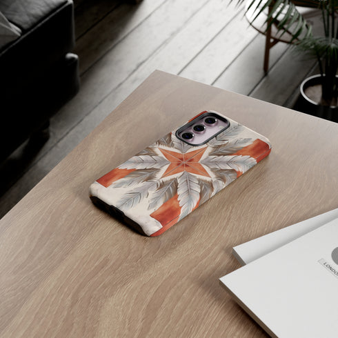 Silver Feather Compass - Impact Resistant Phone Case